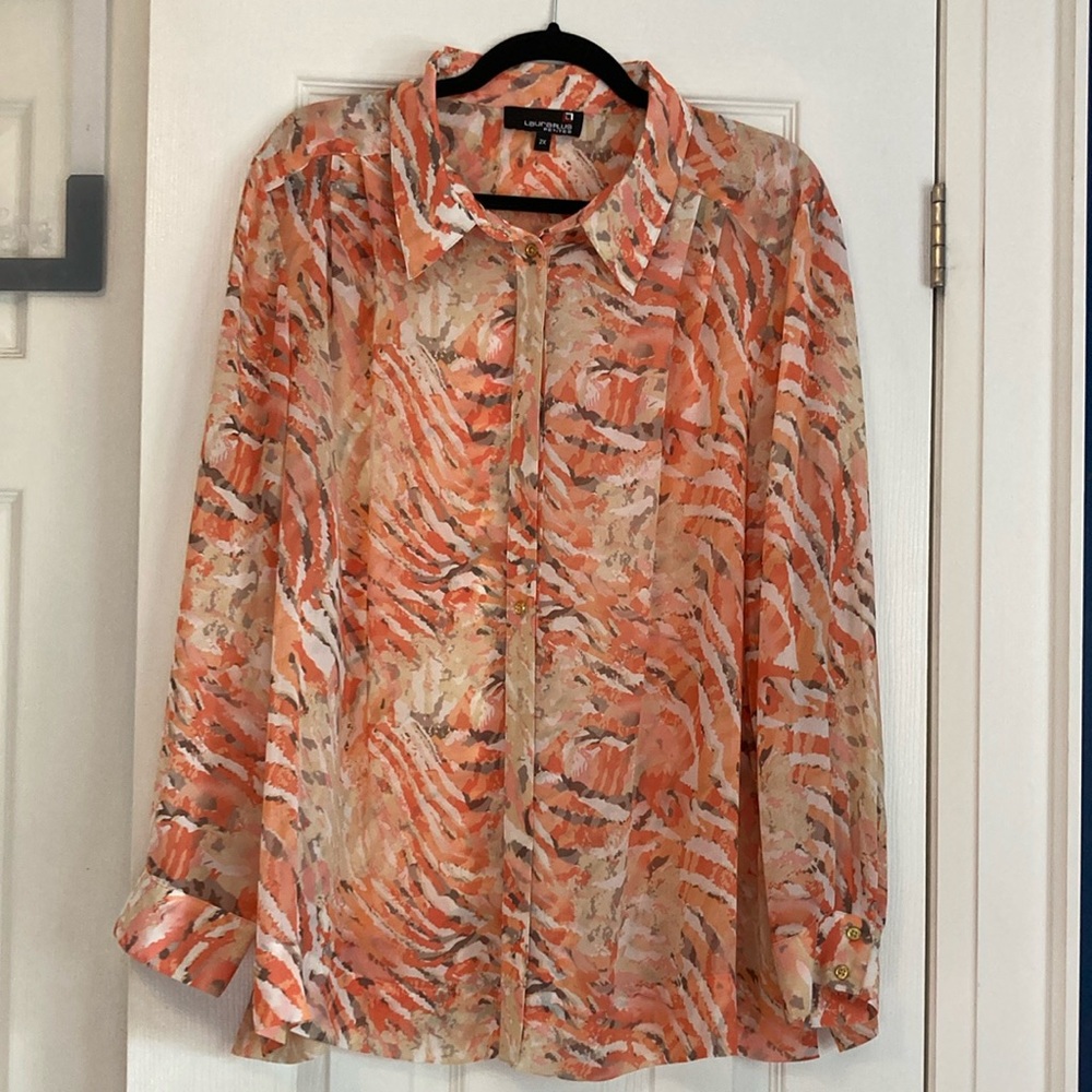 🎉2/$20🎉 Sheer Wild Print Button Down Blouse
